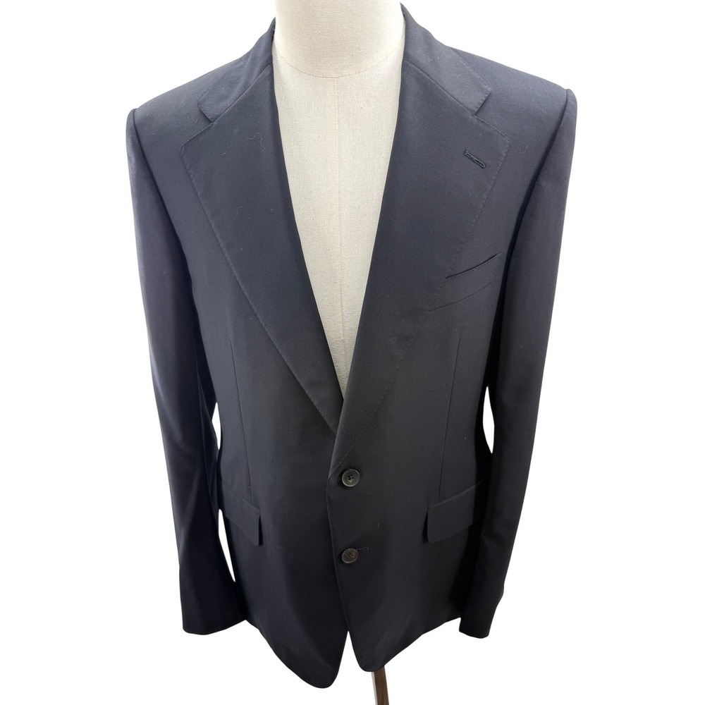Gucci Mens Navy Blue Made Italy 100% Wool Two Button Blazer Size 40L US Vintage